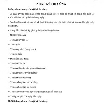Xin mẫu nhật ký giám sát thi công – Mẫu mới nhất 2024